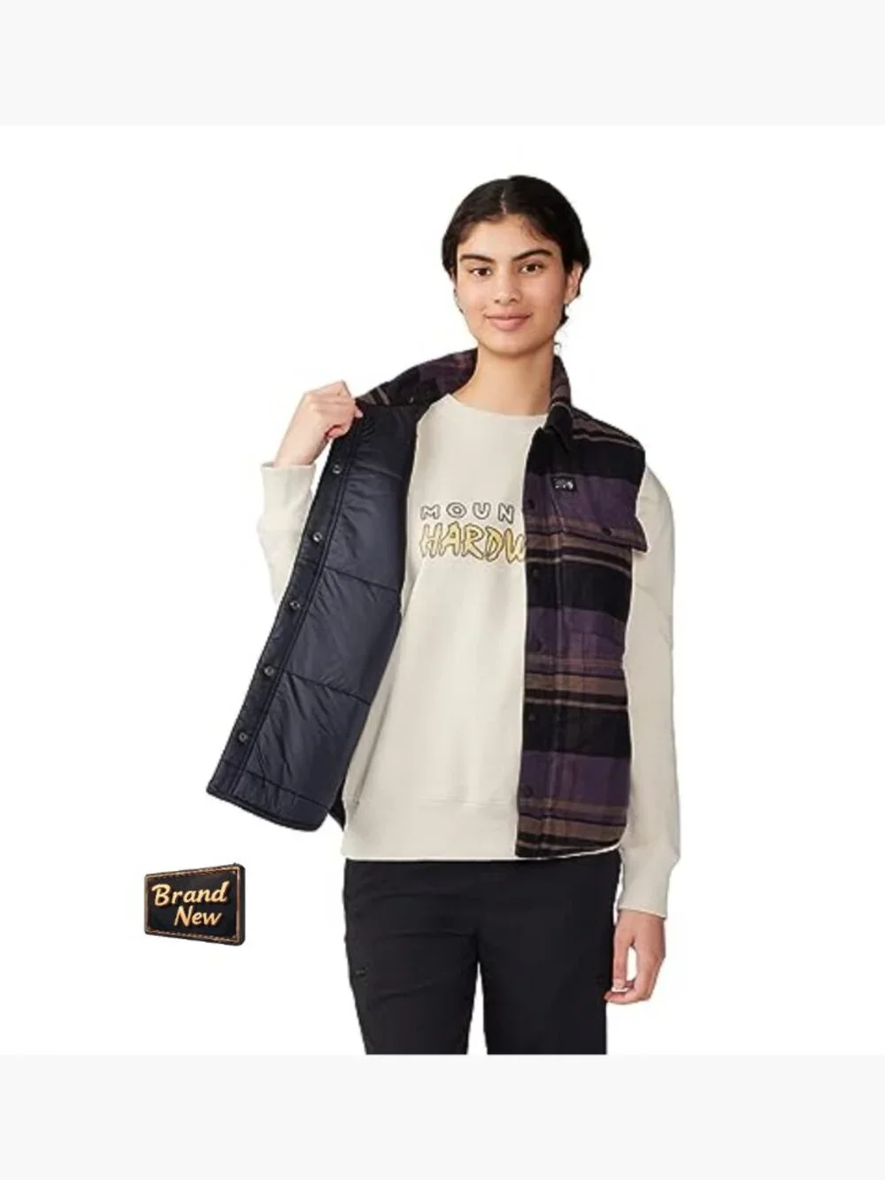 Insulated Flannel Vest with Snap Front, Cotton - Sleeveless